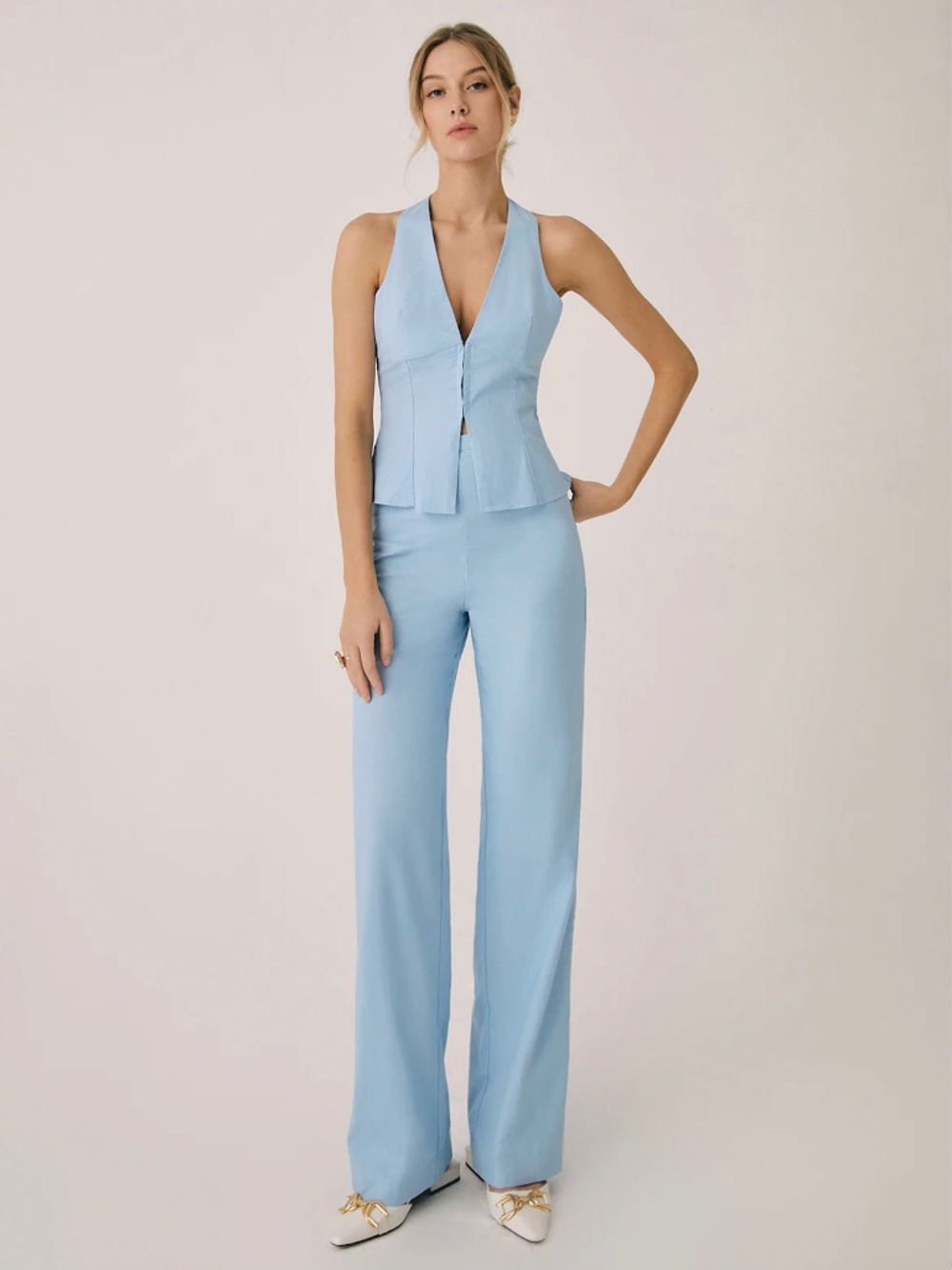 Commense Halter Top Vest and Pants Set - Size L